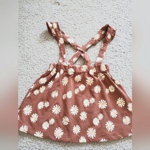 PL Farmhouse Yellow Floral Pattern Brown Overall Dress Infant Girl 24 Months